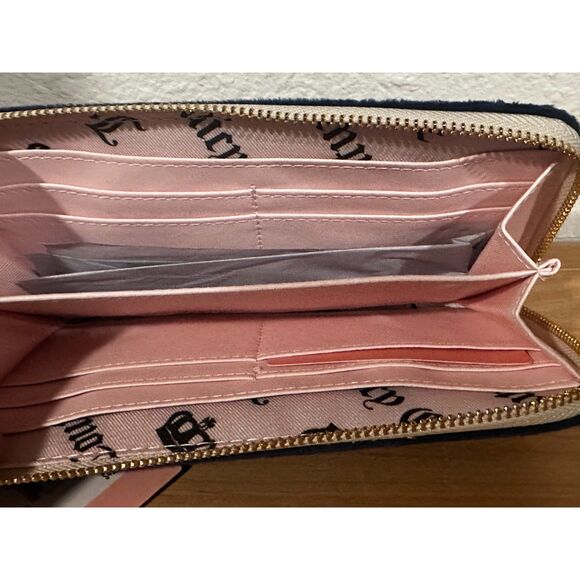 Juicy Couture The Key to Juicy Gusset Zip Around Regal Blue Wallet NWT - Picture 5 of 6